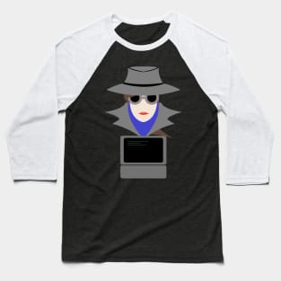 Lady Grey (Cauc W/Computer): A Cybersecurity Design Baseball T-Shirt